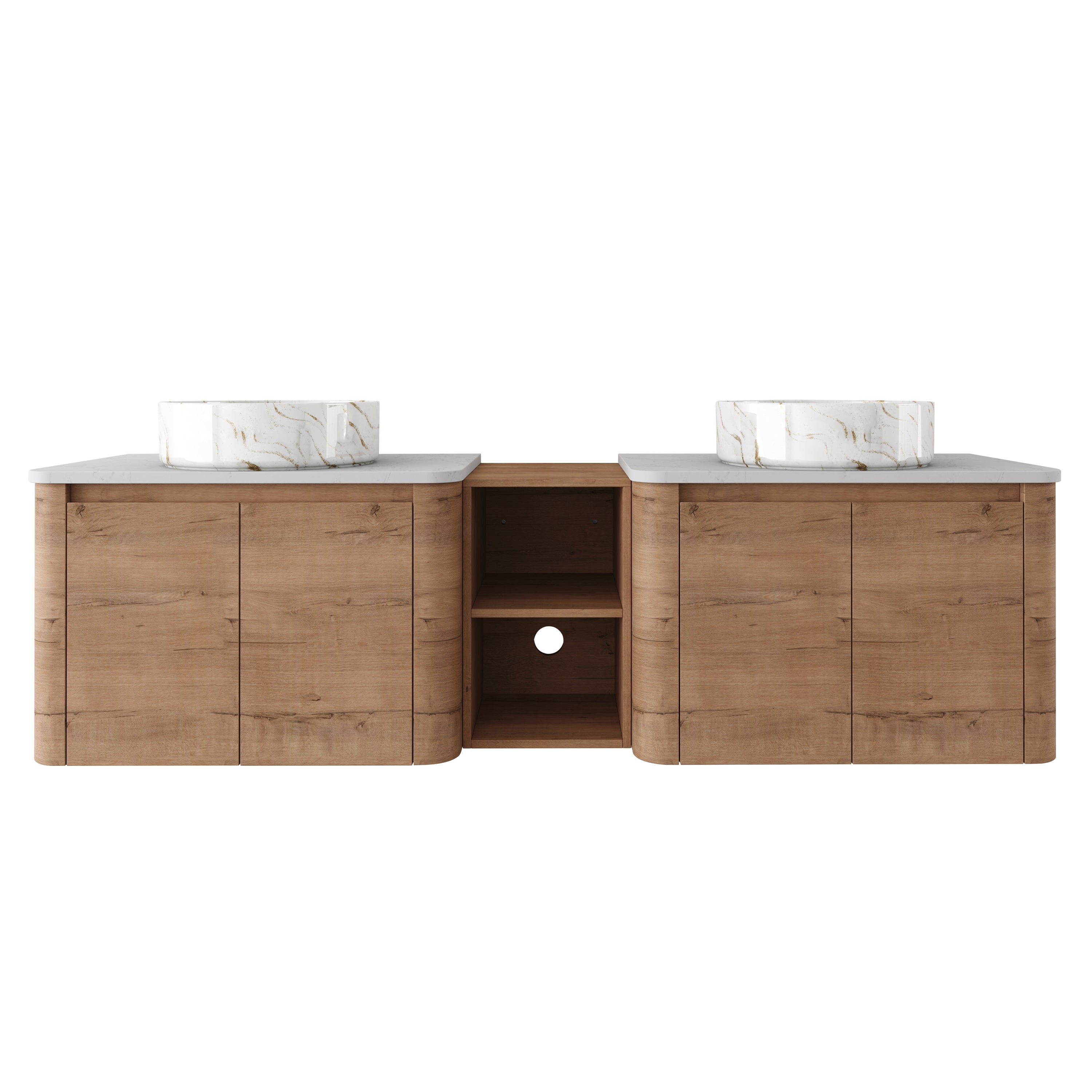 Curvo 30"-72" Floating Vanity System with 5 Ceramic Basin Colors (RTA)