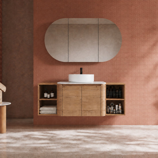 Curvo 30"-72" Floating Vanity System with 5 Ceramic Basin Colors (RTA)
