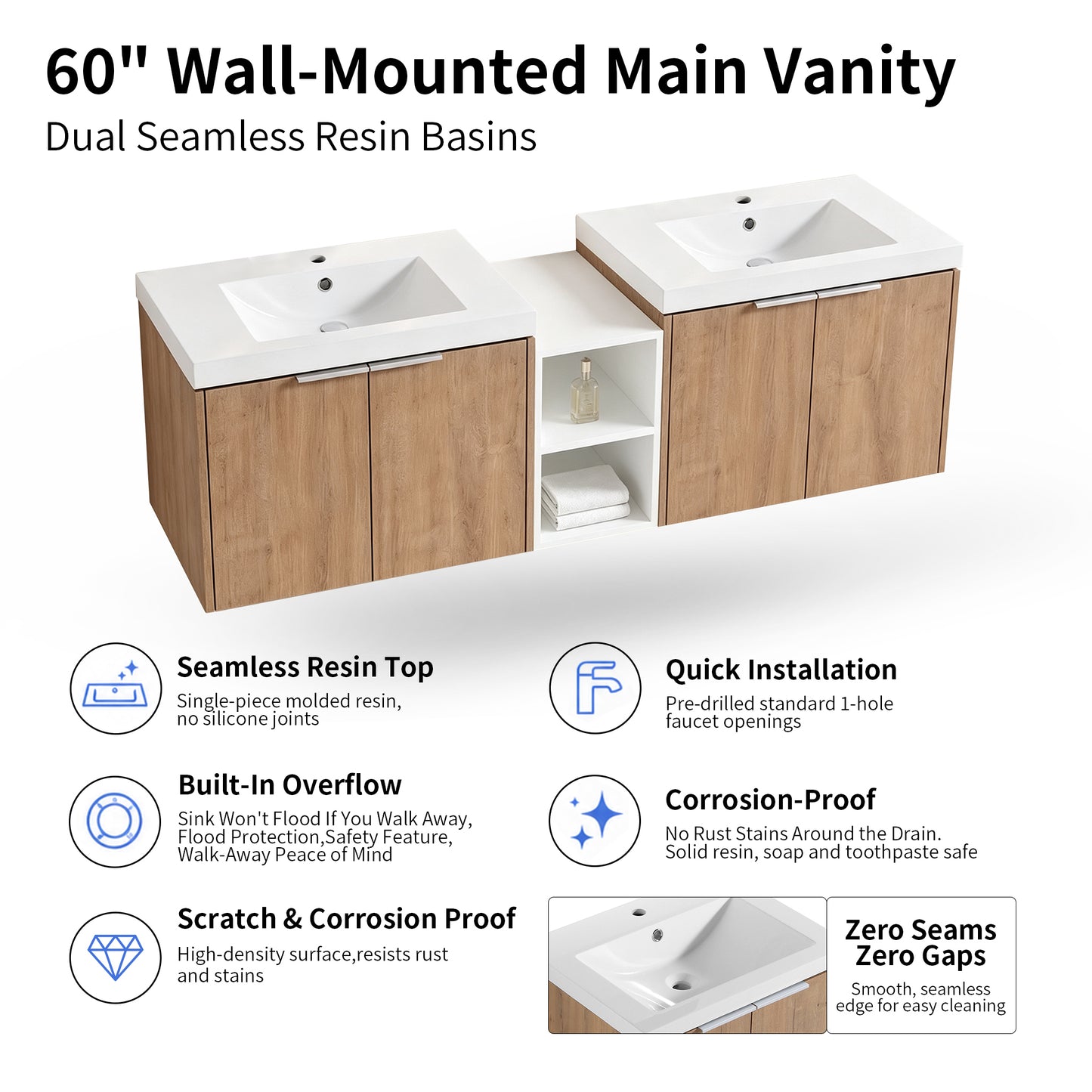 Unitas 24"/36"/48"/60" Floating Vanity (RTA)