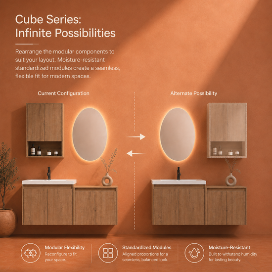 Cube 48" Floating Vanity with Wall Cabinet and Resin Sink (RTA)