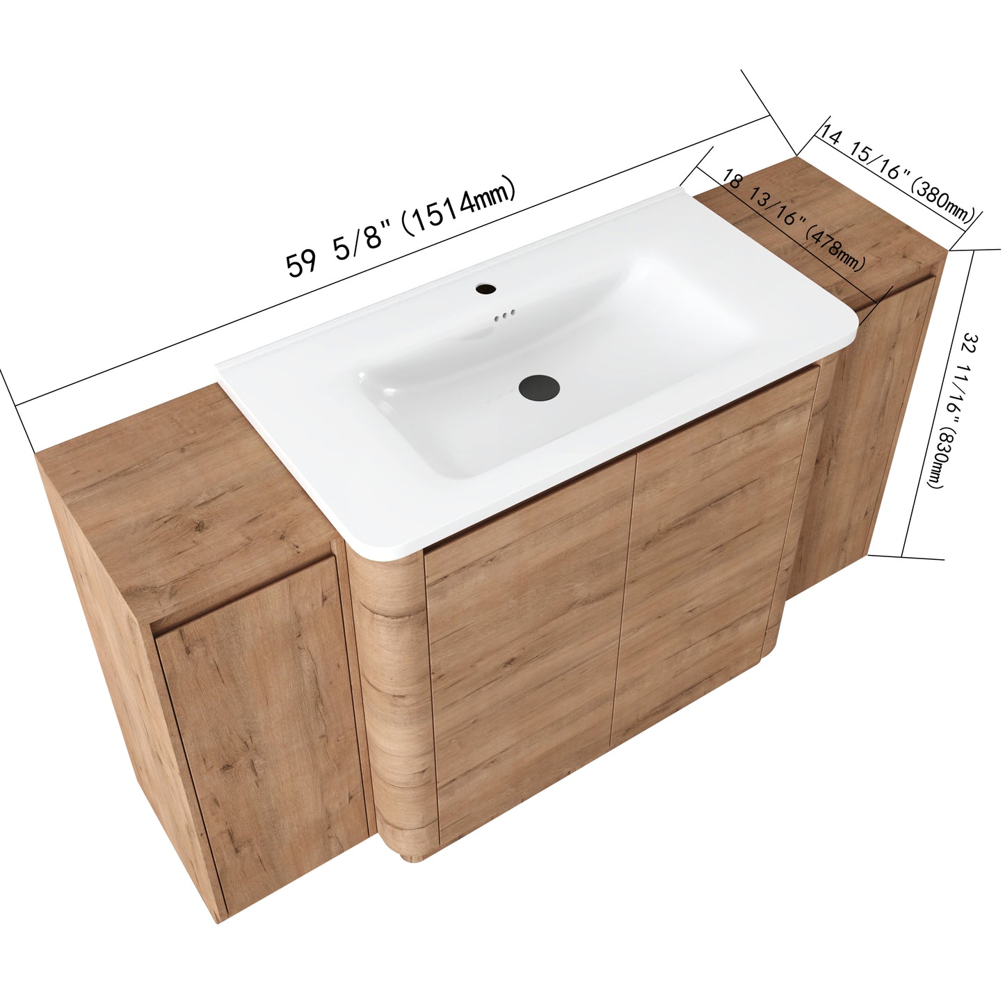 Pebble 60" Freestanding Vanity (RTA)