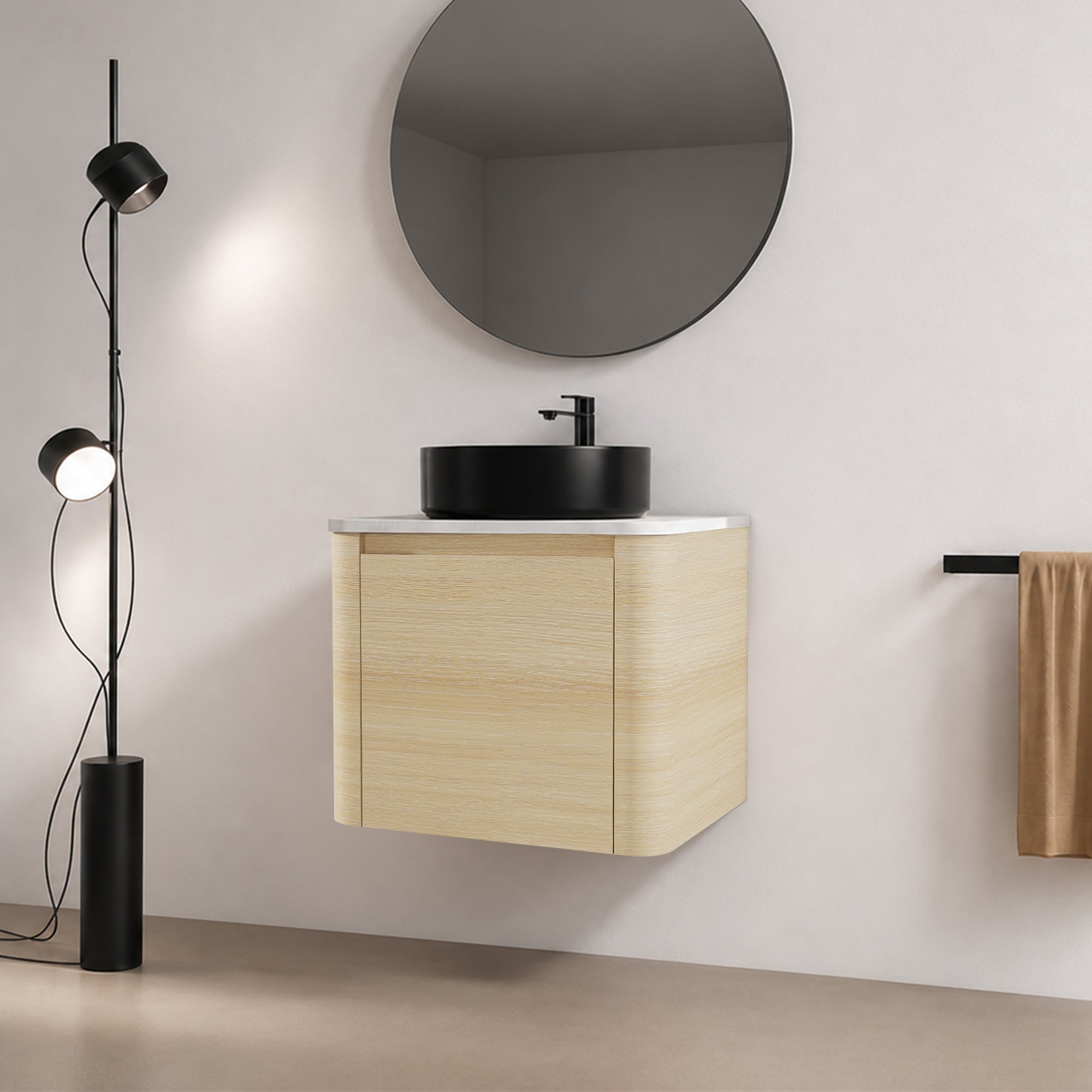 Curvo 24"/36"/48"/60" Floating Vanity with Ceramic Sink (RTA)