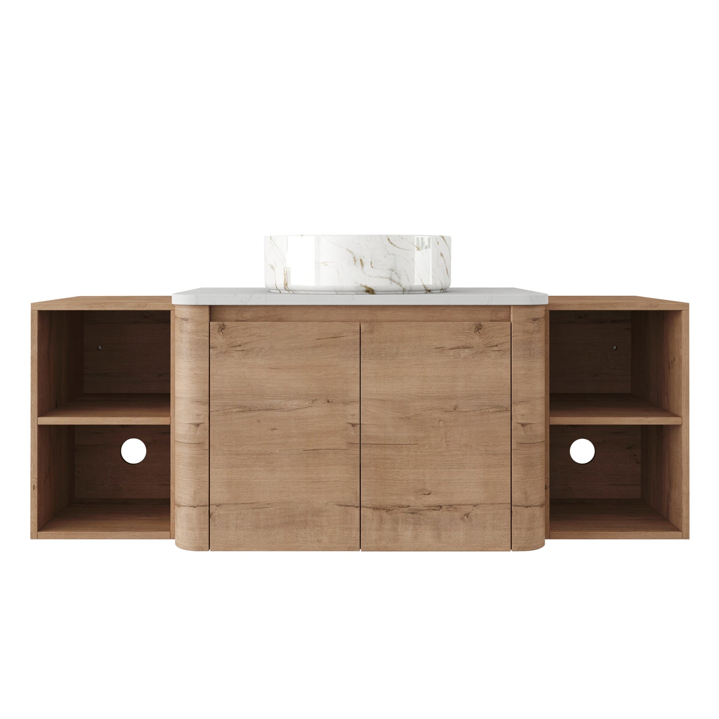 Curvo 30"-72" Floating Vanity System with 5 Ceramic Basin Colors (RTA)