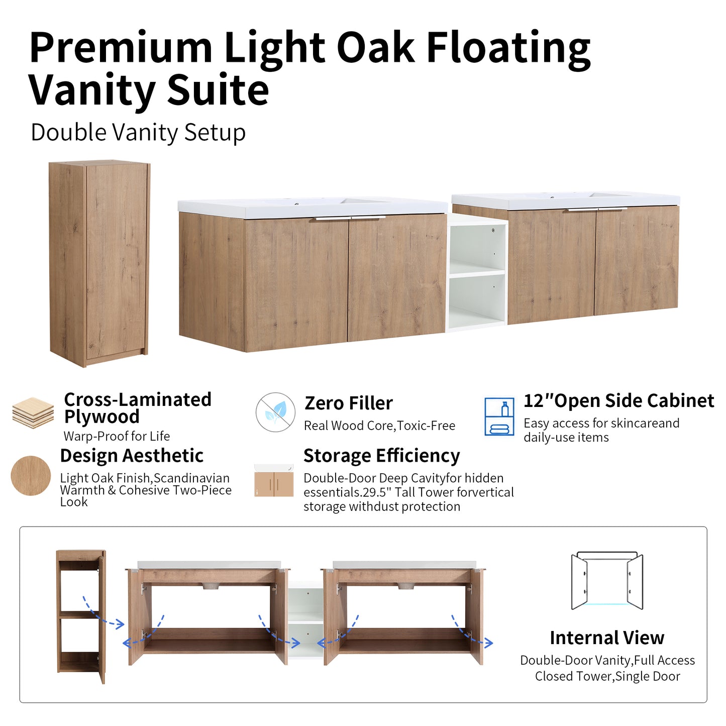Unitas 60"/72"/84" Floating Vanity Set (RTA)