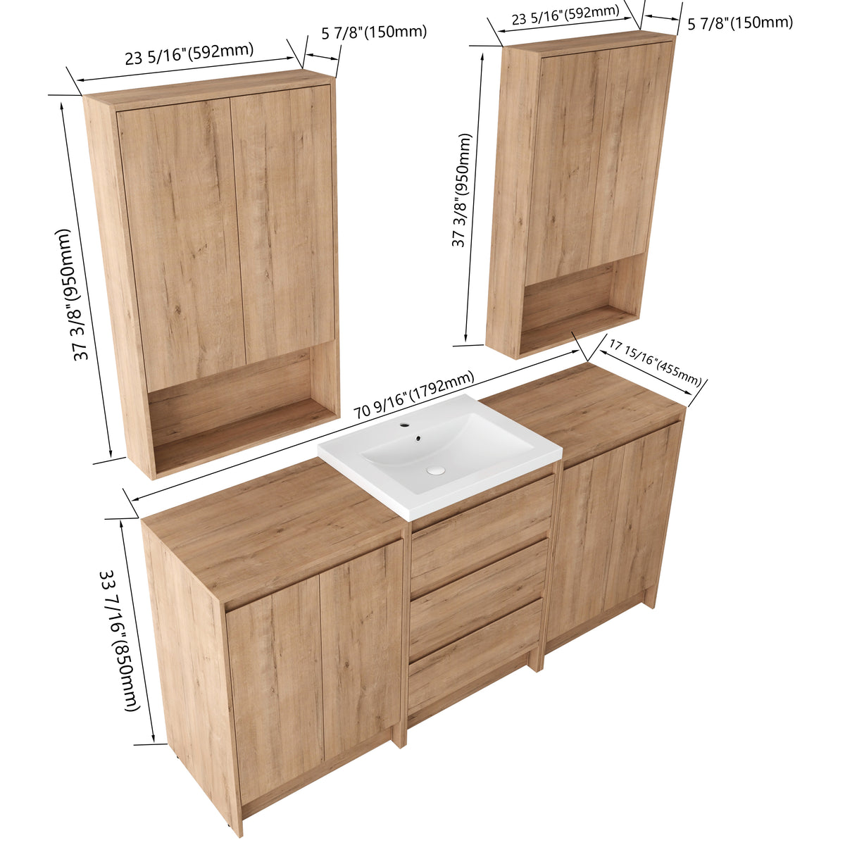 Cube 72" Freestanding Vanity (RTA)