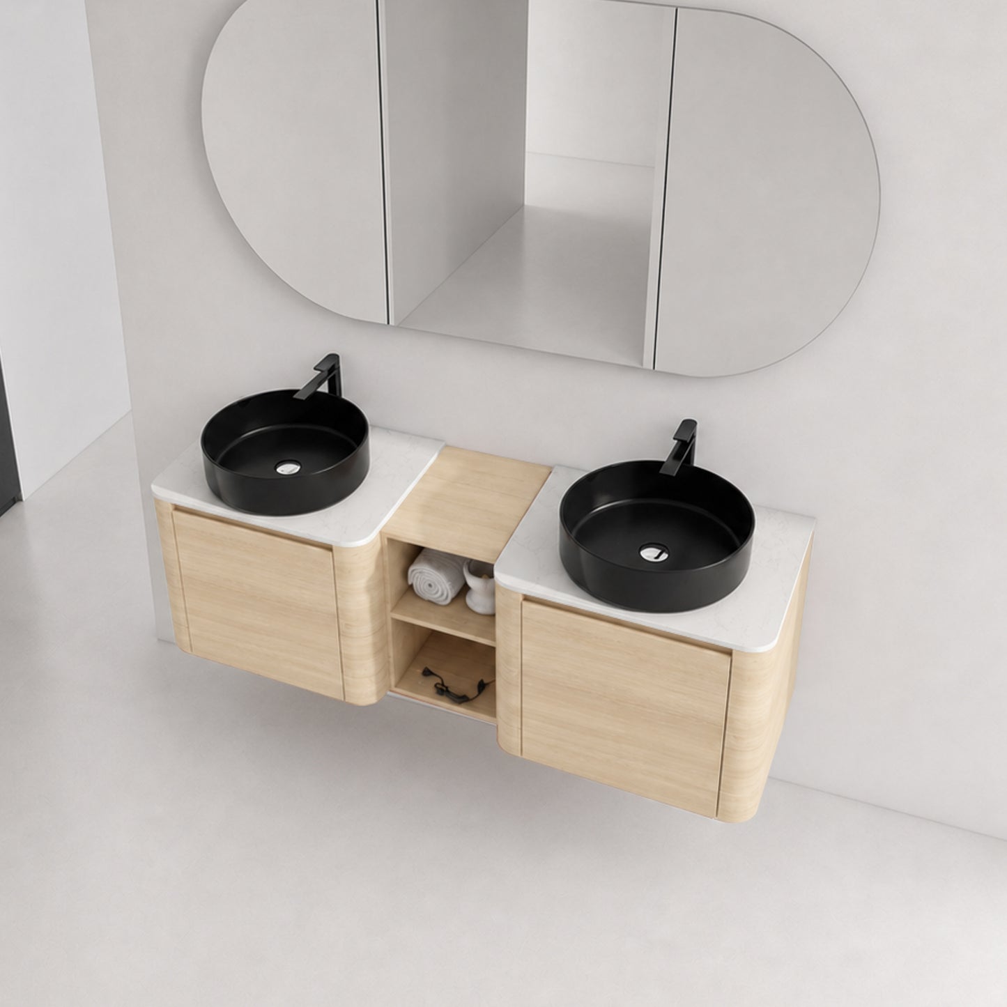 Curvo 24"/36"/48"/60" Floating Vanity with Ceramic Sink (RTA)