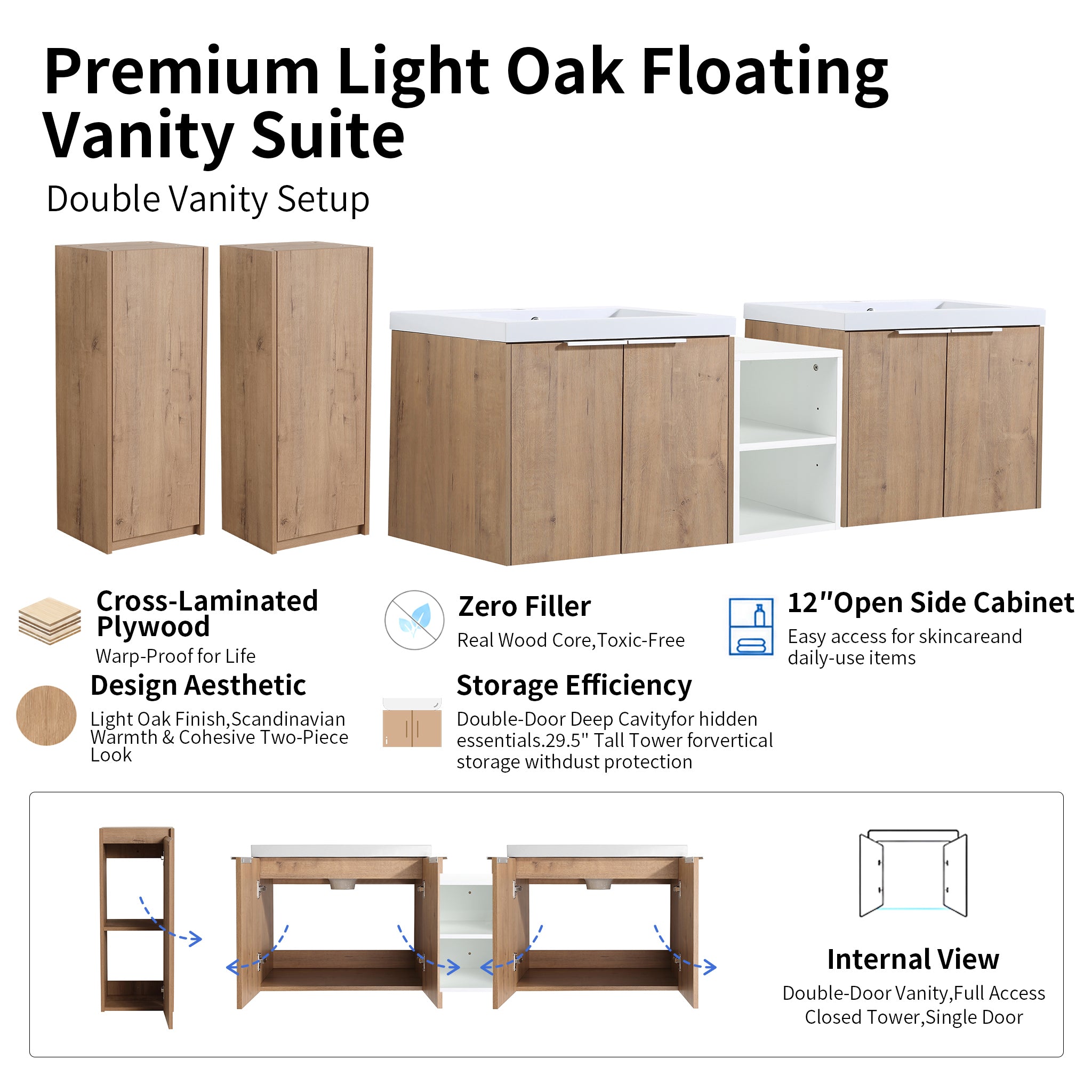 Unitas 60"/72"/84" Floating Vanity Set (RTA)