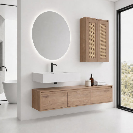Suspend 60" Wall-Hung Vanity System — Mix & Match Basin & Side Cabinets, 7 Configurations (RTA)