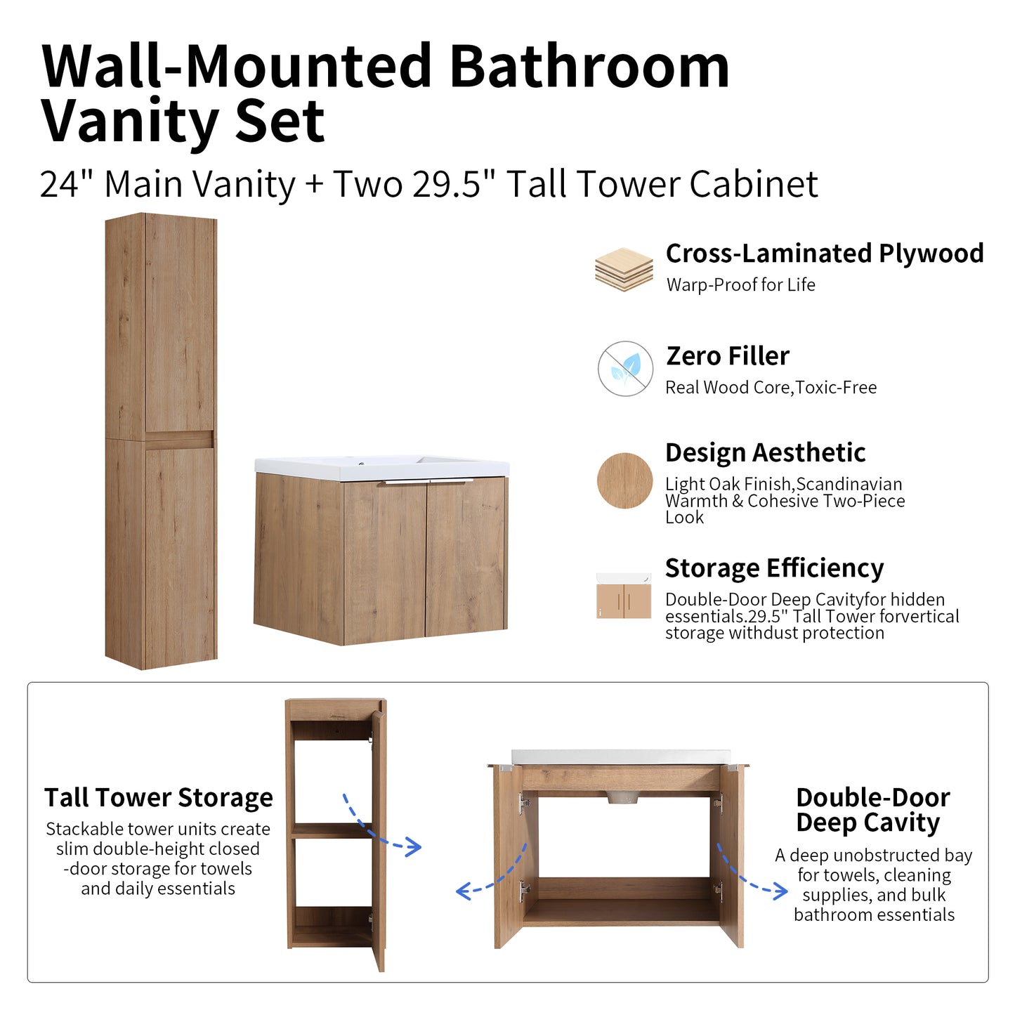 Unitas 24"/30"/36" Floating Vanity Set (RTA)