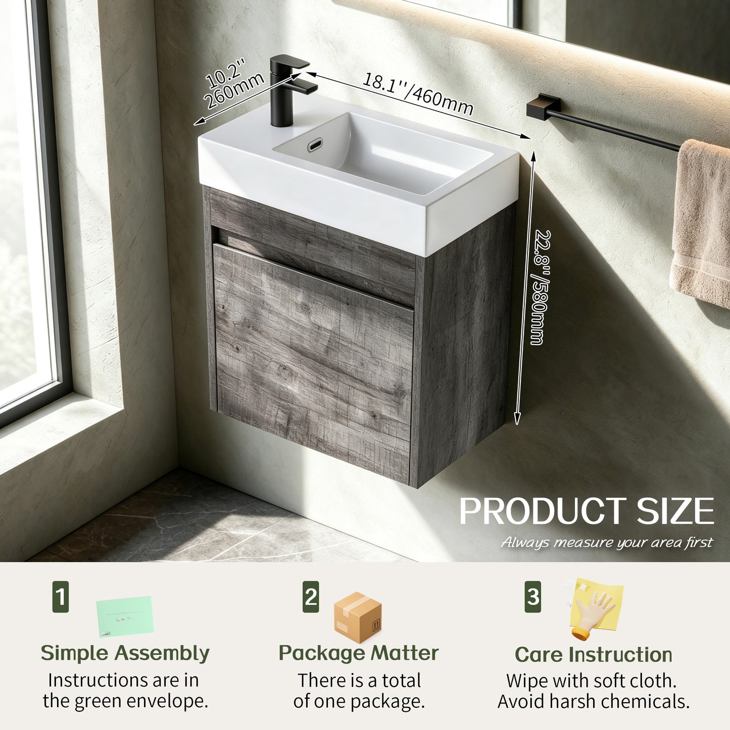 Aero 18" Floating Vanity (Assembled)