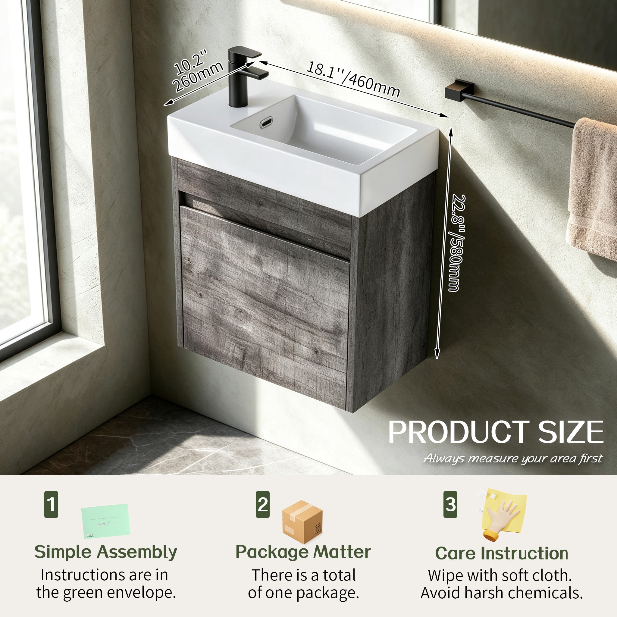 Aero 18" Floating Vanity (Assembled)
