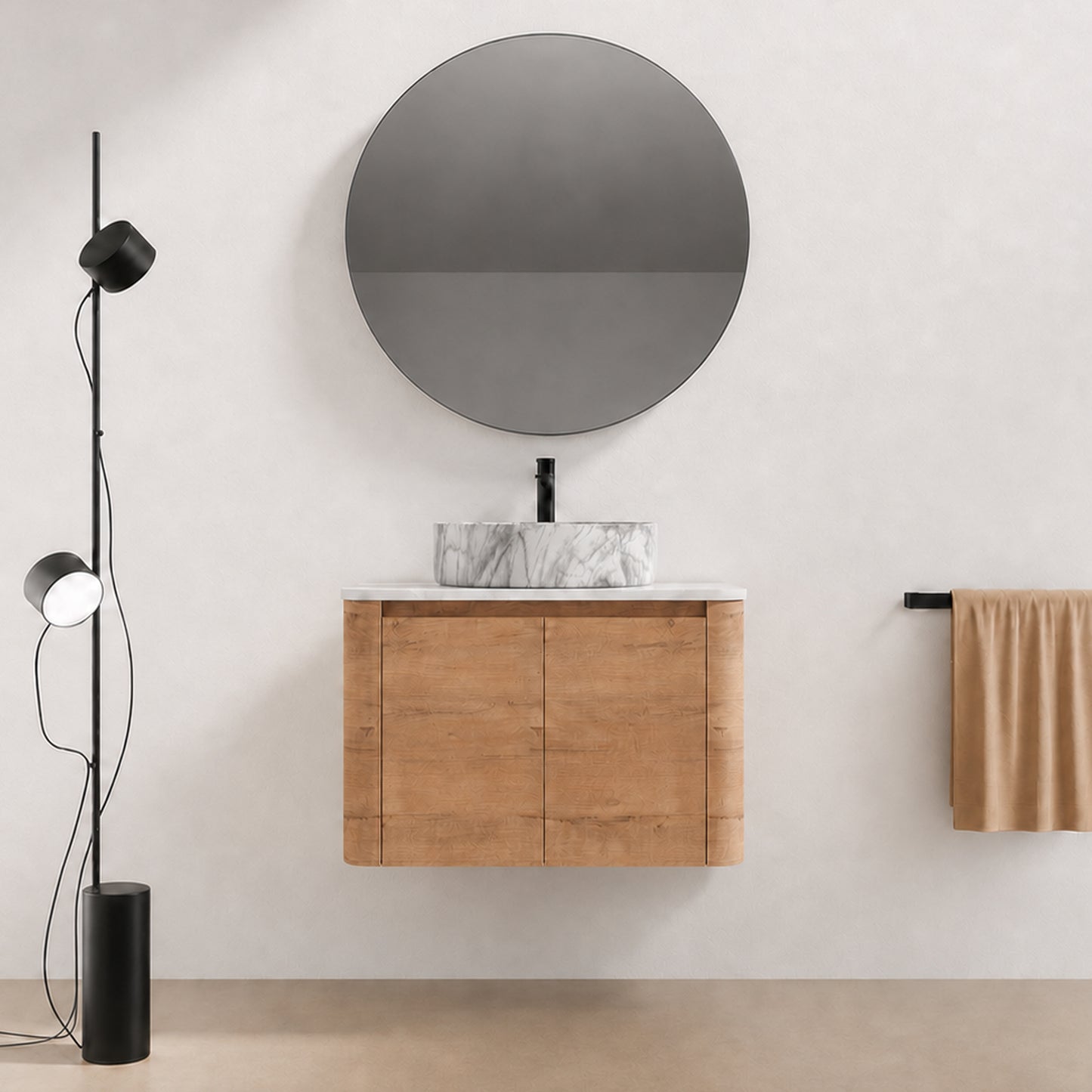 Curvo 30"-72" Floating Vanity System with 5 Ceramic Basin Colors (RTA)