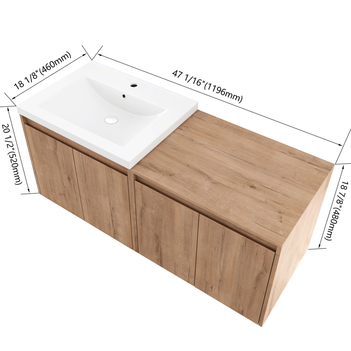Cube 36"/48" Floating Vanity with Resin Sink (RTA)