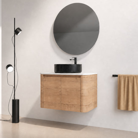 Curvo 30"-72" Floating Vanity System with 5 Ceramic Basin Colors (RTA)