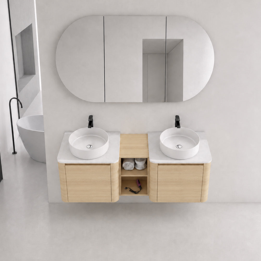 Curvo 24"/36"/48"/60" Floating Vanity with Ceramic Sink (RTA)