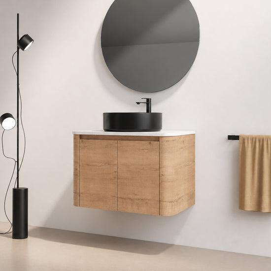 Curvo 30"-72" Floating Vanity System with 5 Ceramic Basin Colors (RTA)