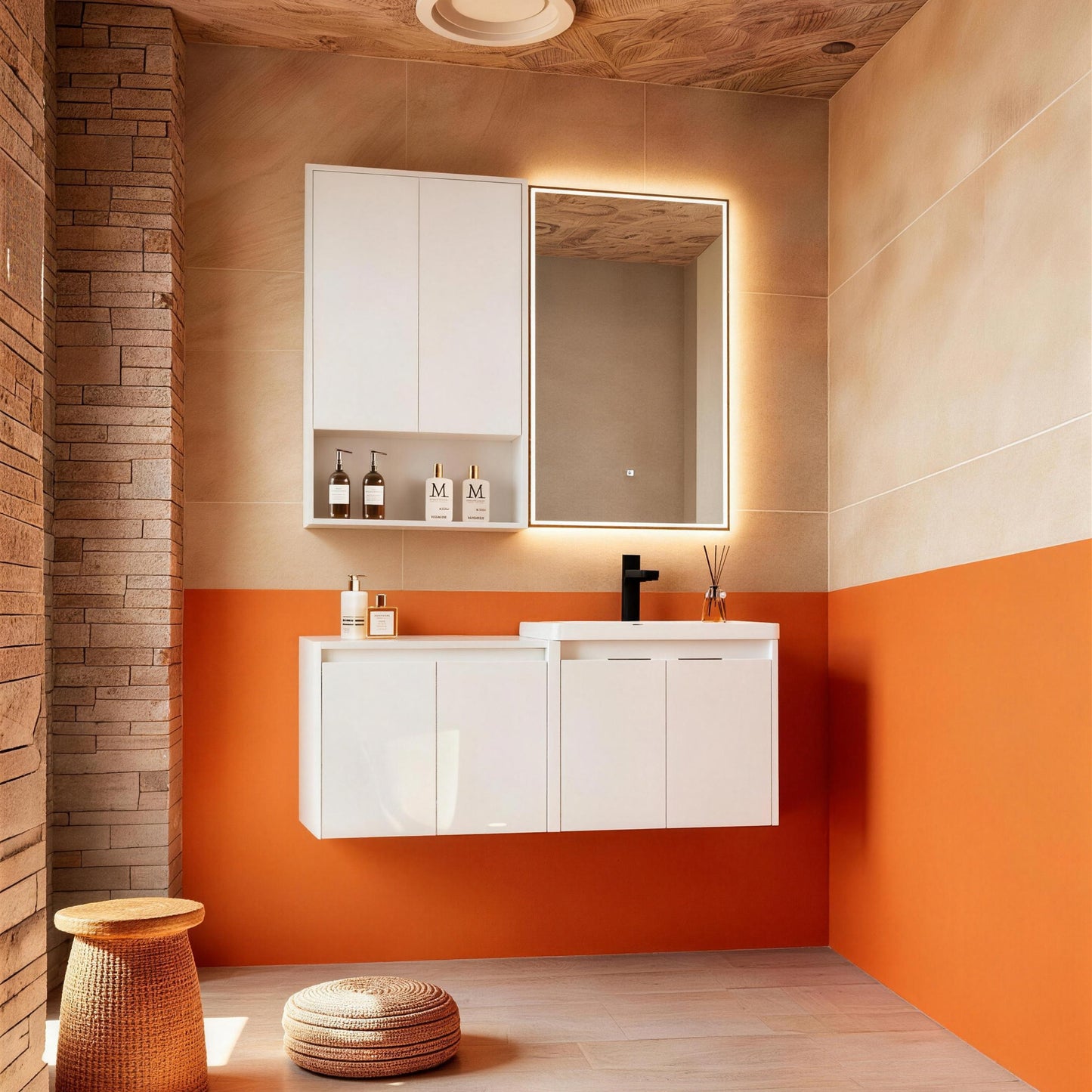Cube 48" Floating Vanity with Wall Cabinet (RTA)