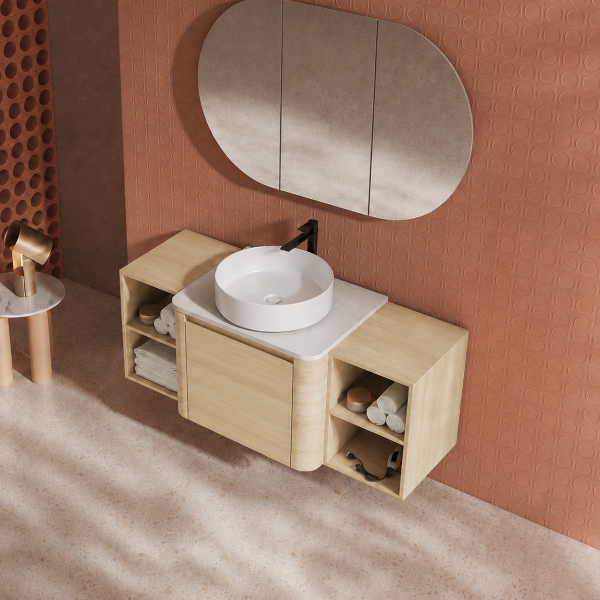 Curvo 24"/36"/48"/60" Floating Vanity with Ceramic Sink (RTA)