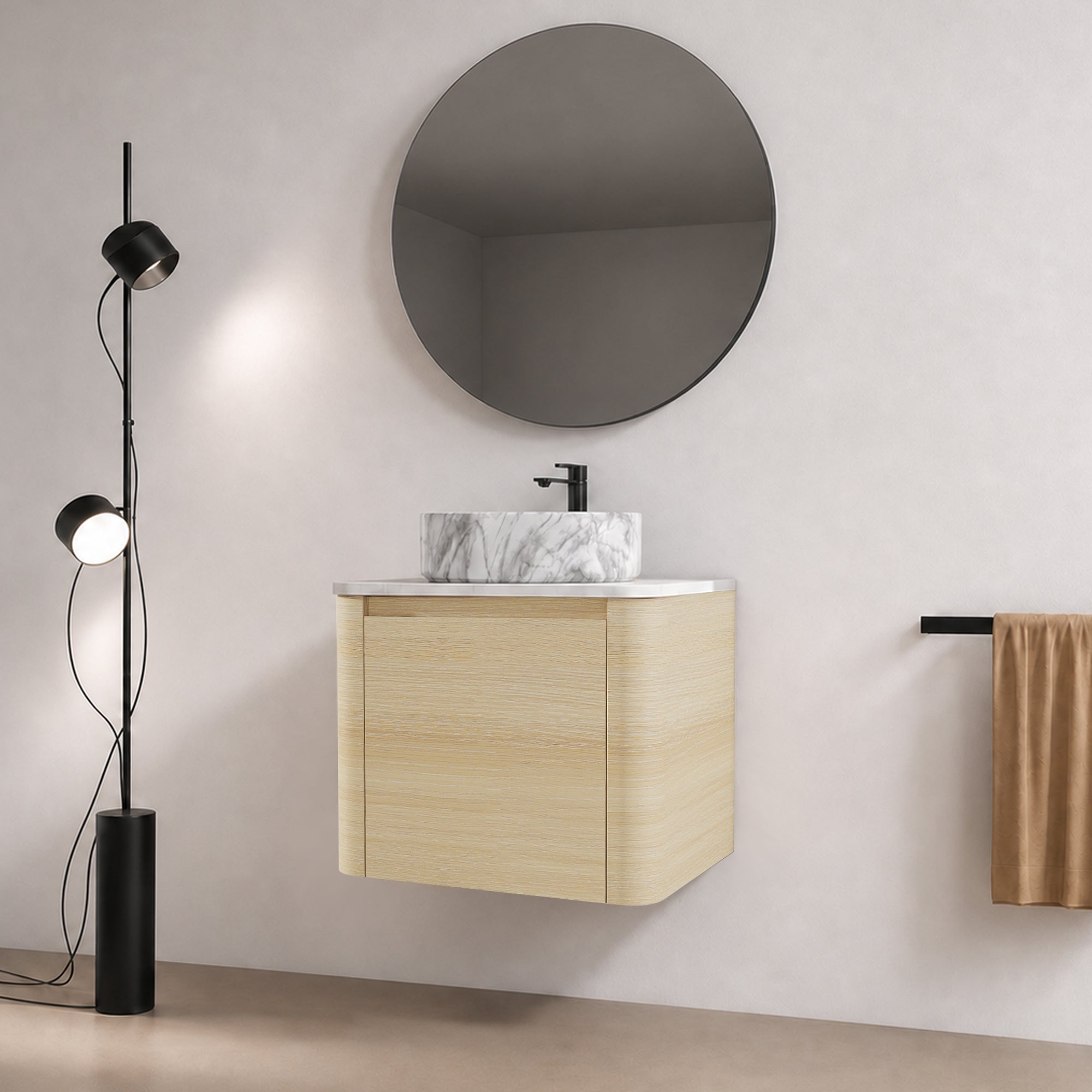 Curvo 24"/36"/48"/60" Floating Vanity with Ceramic Sink (RTA)
