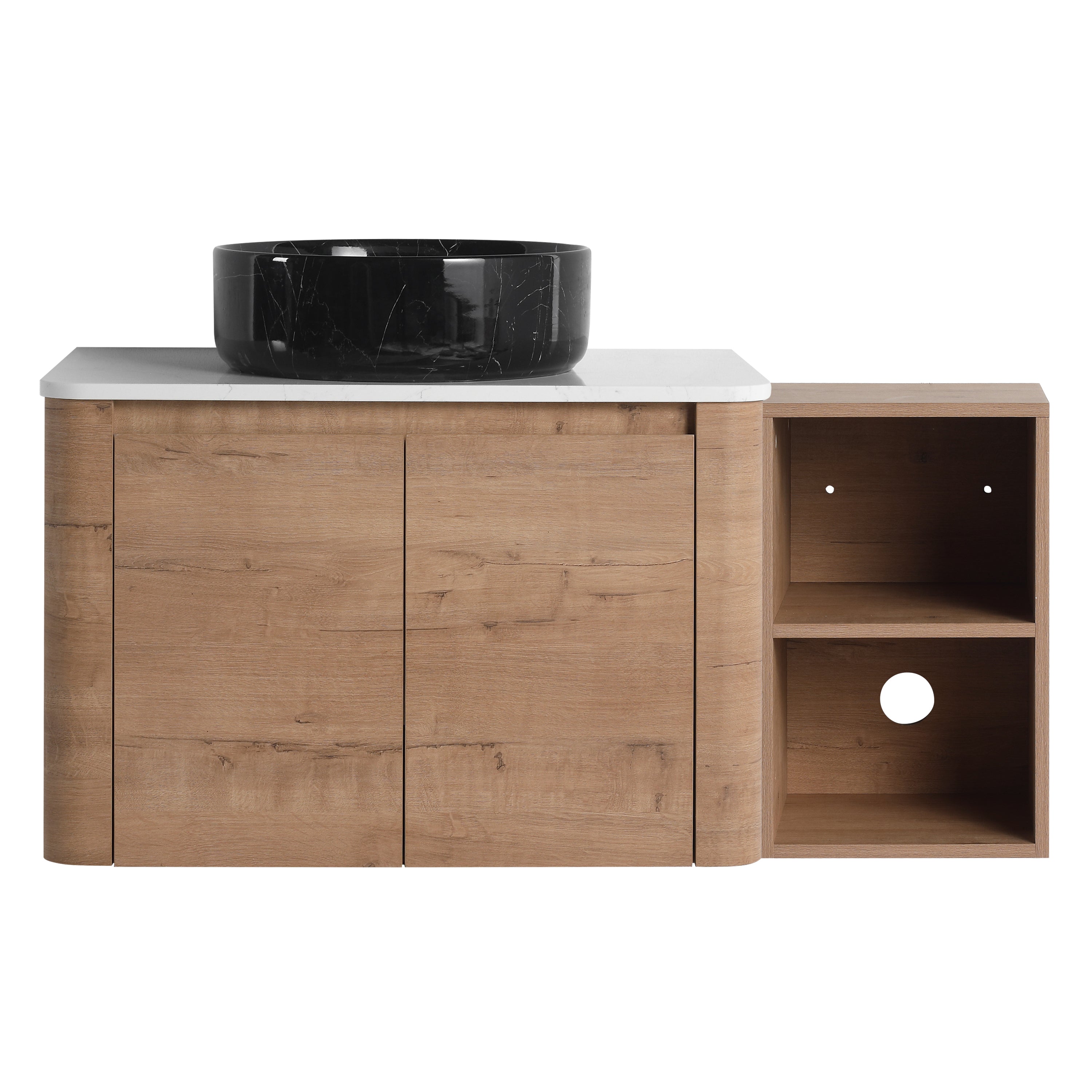 Curvo 30"-72" Floating Vanity System with 5 Ceramic Basin Colors (RTA)
