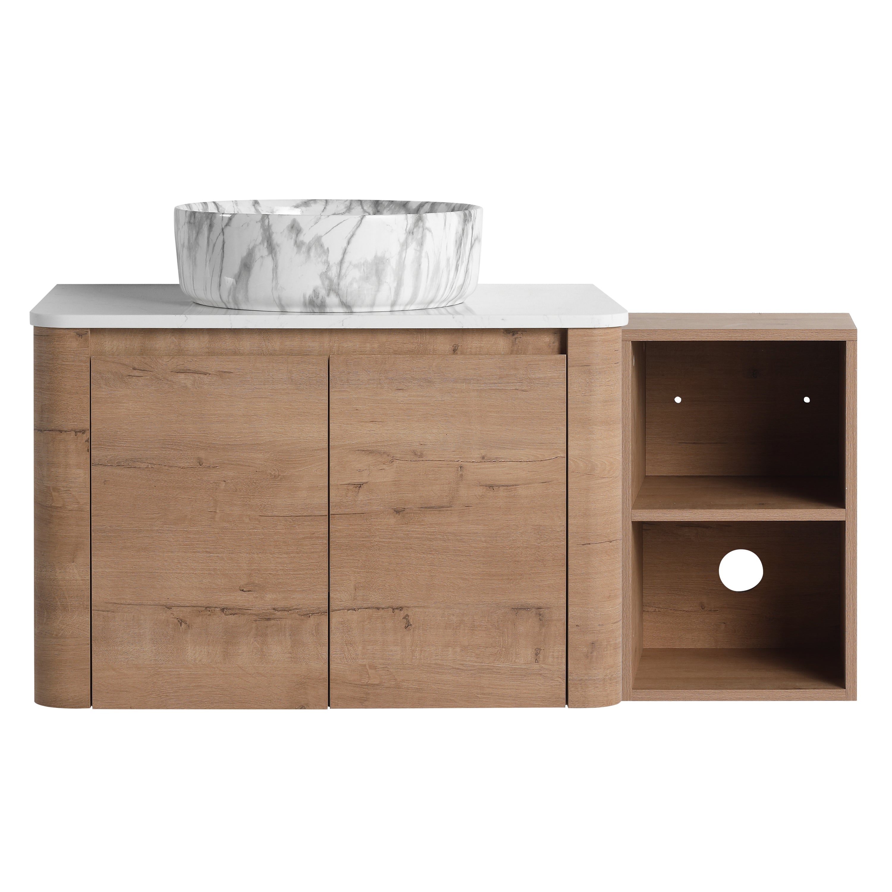 Curvo 30"-72" Floating Vanity System with 5 Ceramic Basin Colors (RTA)