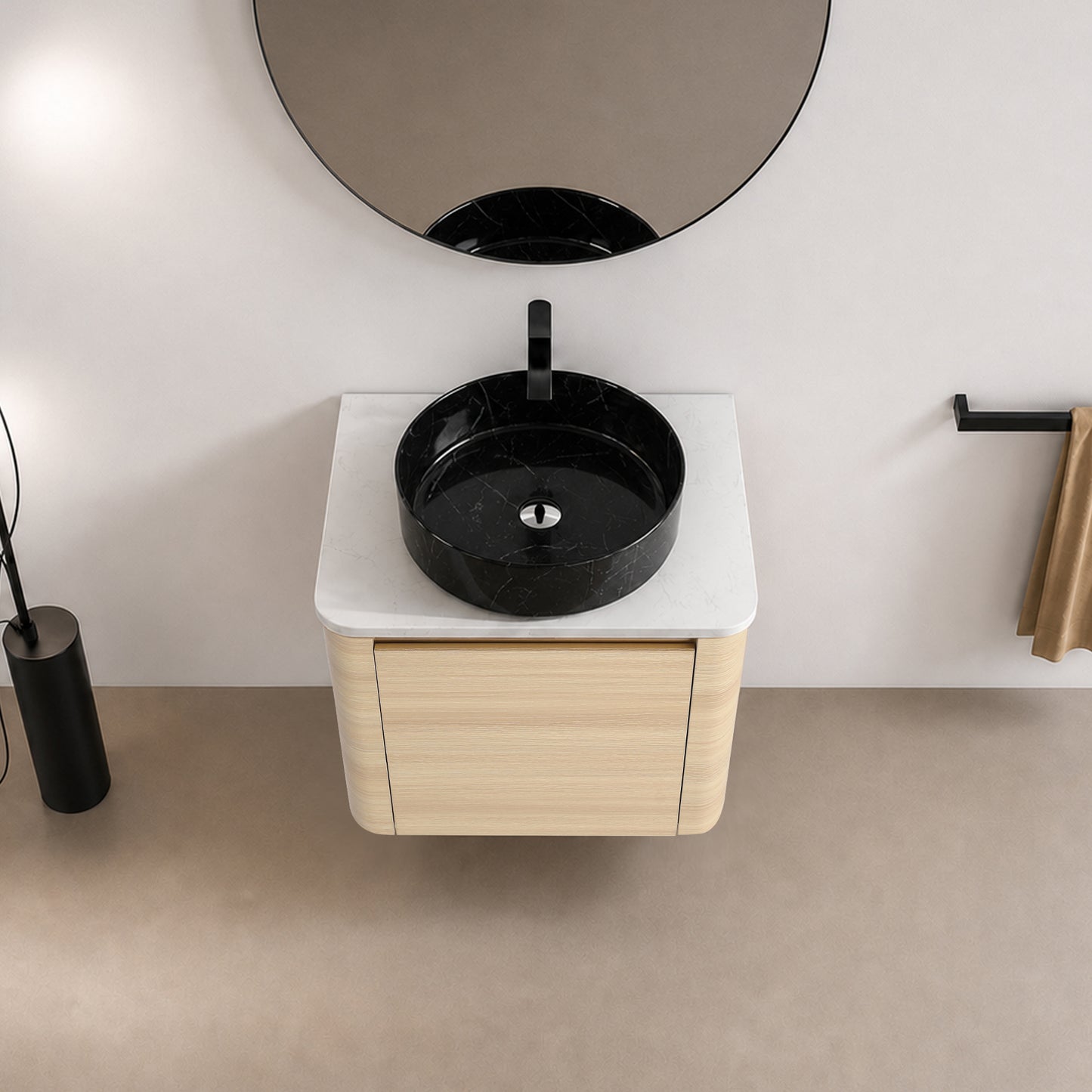 Curvo 24"/36"/48"/60" Floating Vanity with Ceramic Sink (RTA)