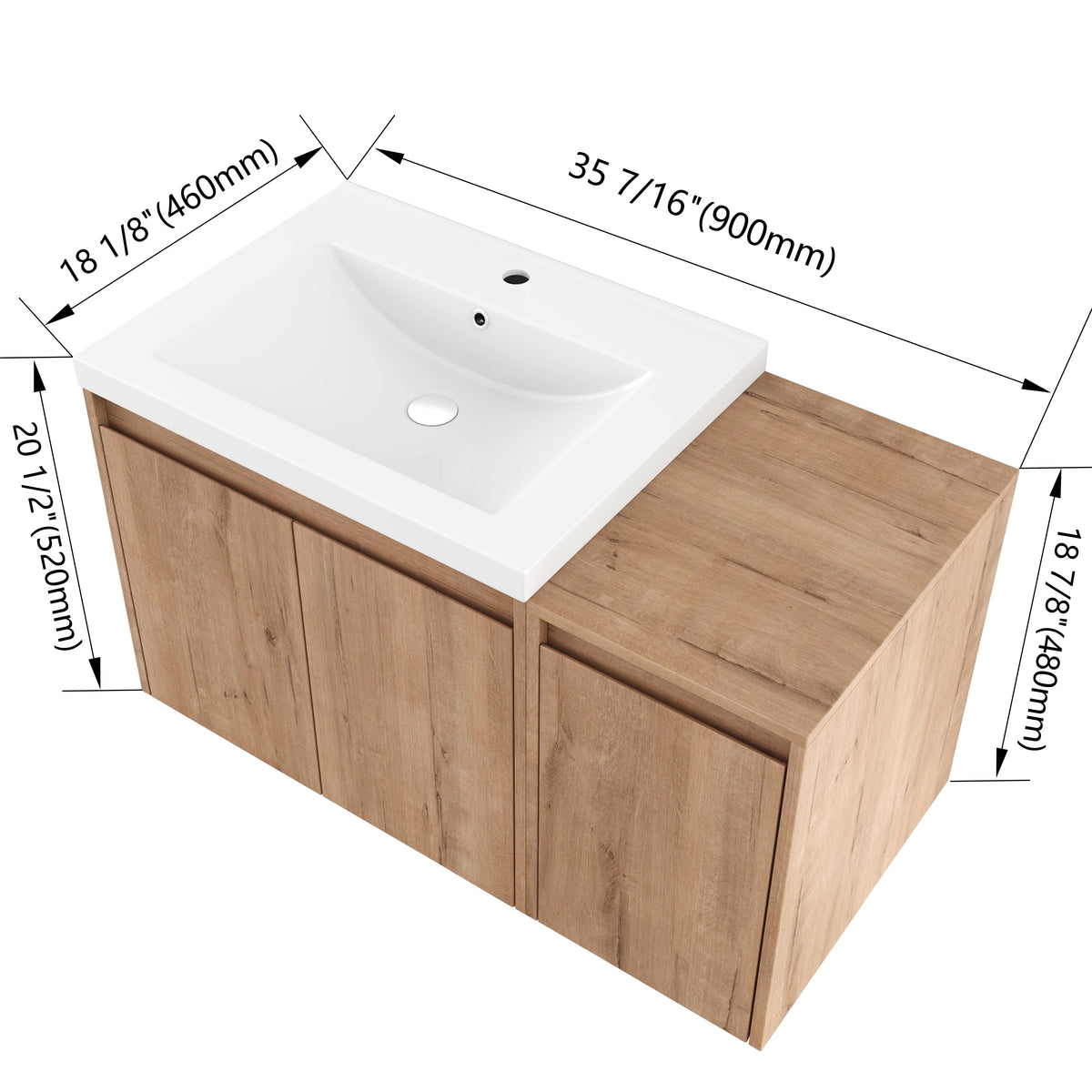 Cube 36"/48" Floating Vanity with Resin Sink (RTA)