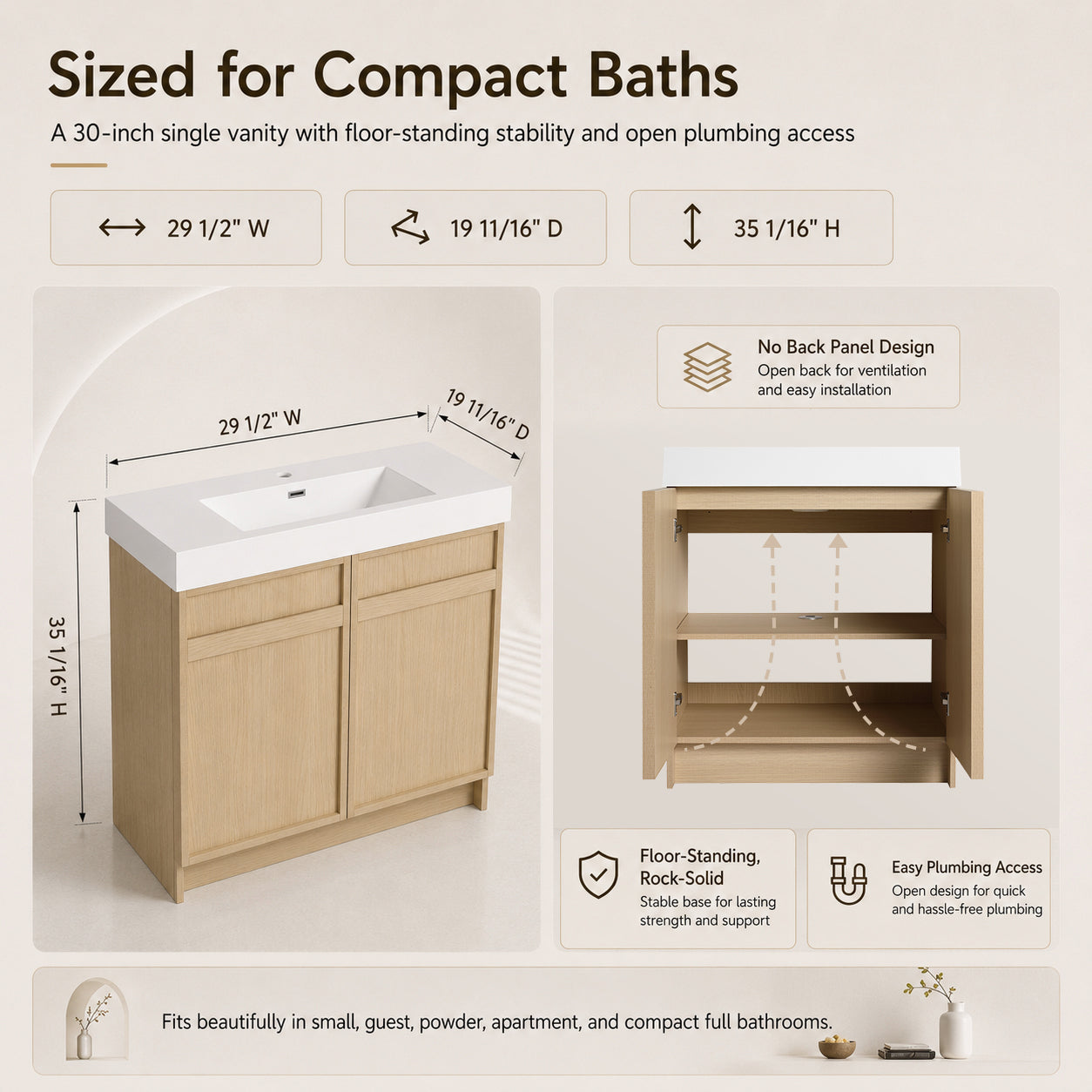 Liner 30"/36"/48"/60" Freestanding Vanity (RTA)