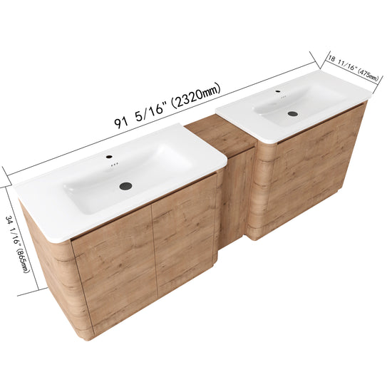 Pebble 92" Freestanding Vanity (RTA)