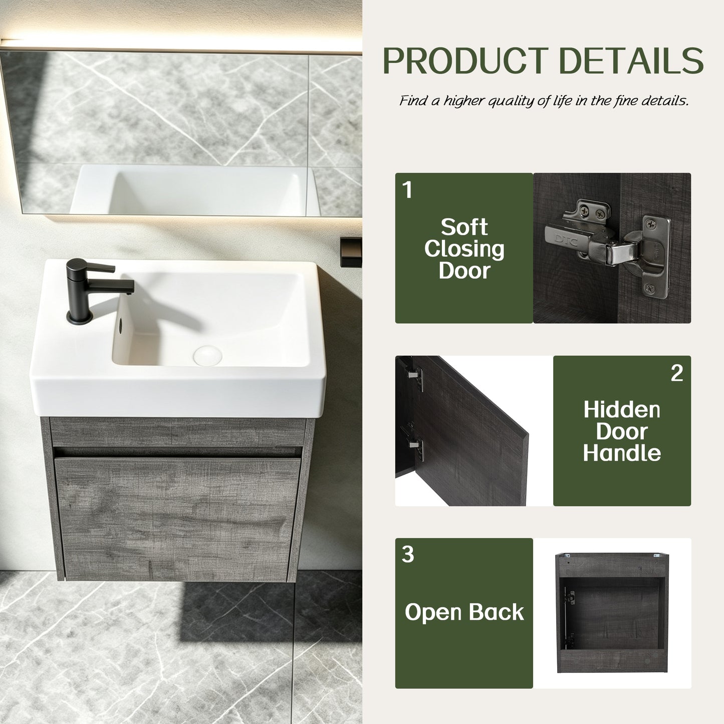 Aero 18" Floating Vanity (Assembled)