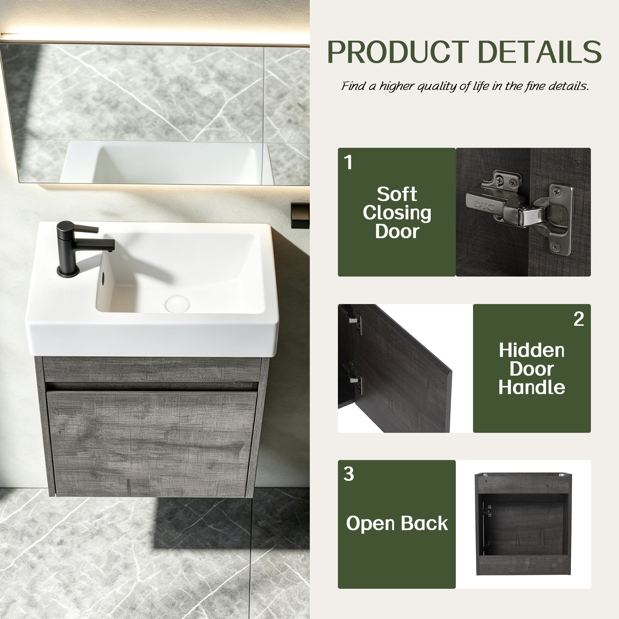 Aero 18" Floating Vanity (Assembled)