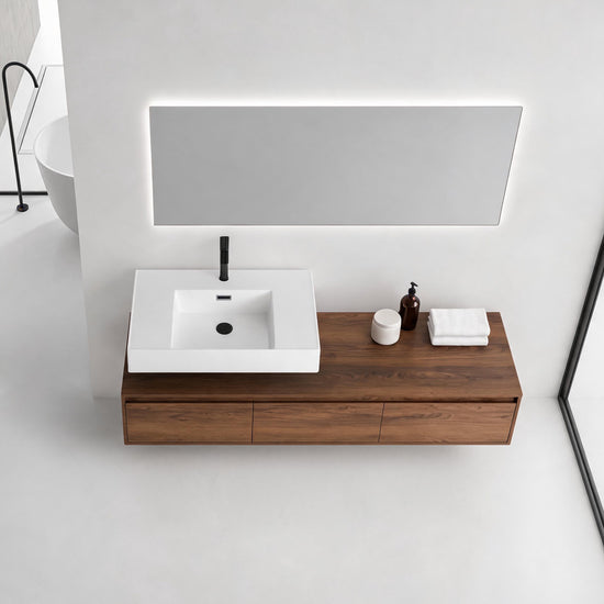 Suspend 60" Wall-Hung Vanity System — Mix & Match Basin & Side Cabinets, 7 Configurations (RTA)