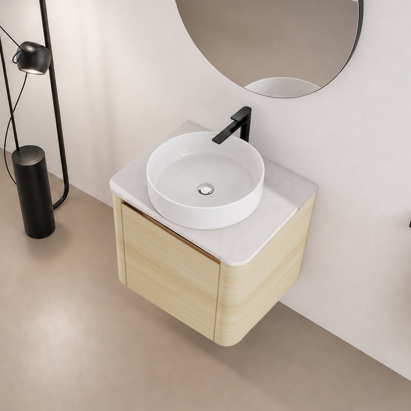 Curvo 24"/36"/48"/60" Floating Vanity with Ceramic Sink (RTA)