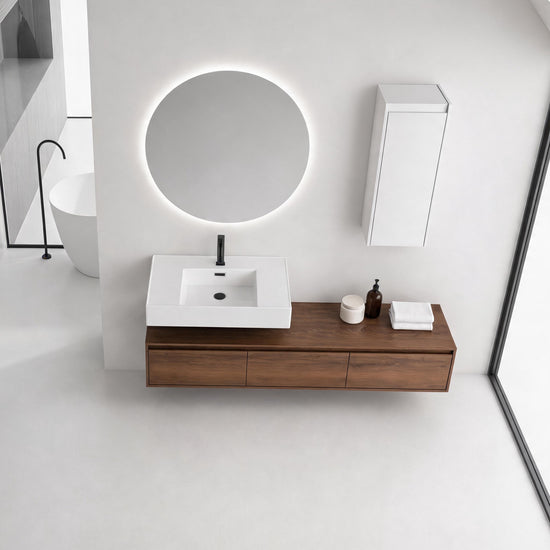Suspend 60" Wall-Hung Vanity System — Mix & Match Basin & Side Cabinets, 7 Configurations (RTA)