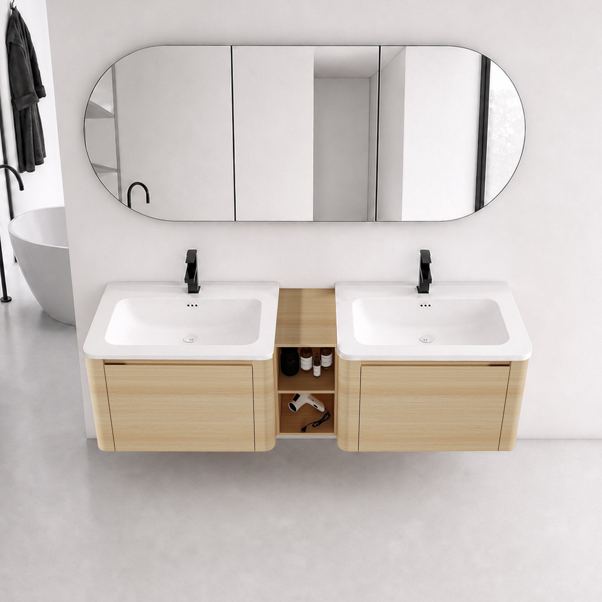 Curvo 24"/28"/36"/40"/60"/68" Floating Vanity (RTA)