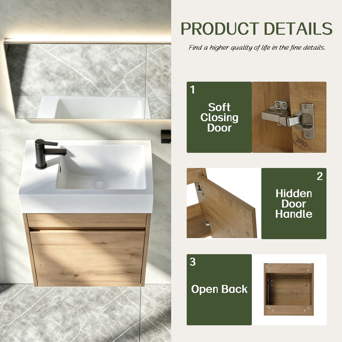 Aero 18" Floating Vanity (Assembled)