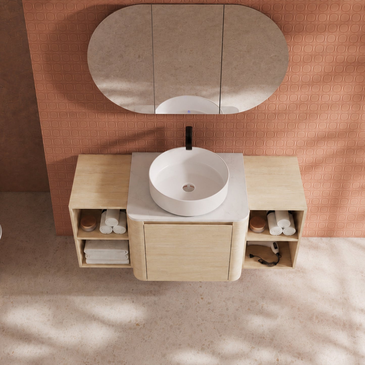 Curvo 24"/36"/48"/60" Floating Vanity with Ceramic Sink (RTA)
