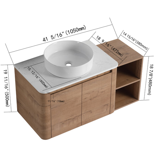 Curvo 30"-72" Floating Vanity System with 5 Ceramic Basin Colors (RTA)
