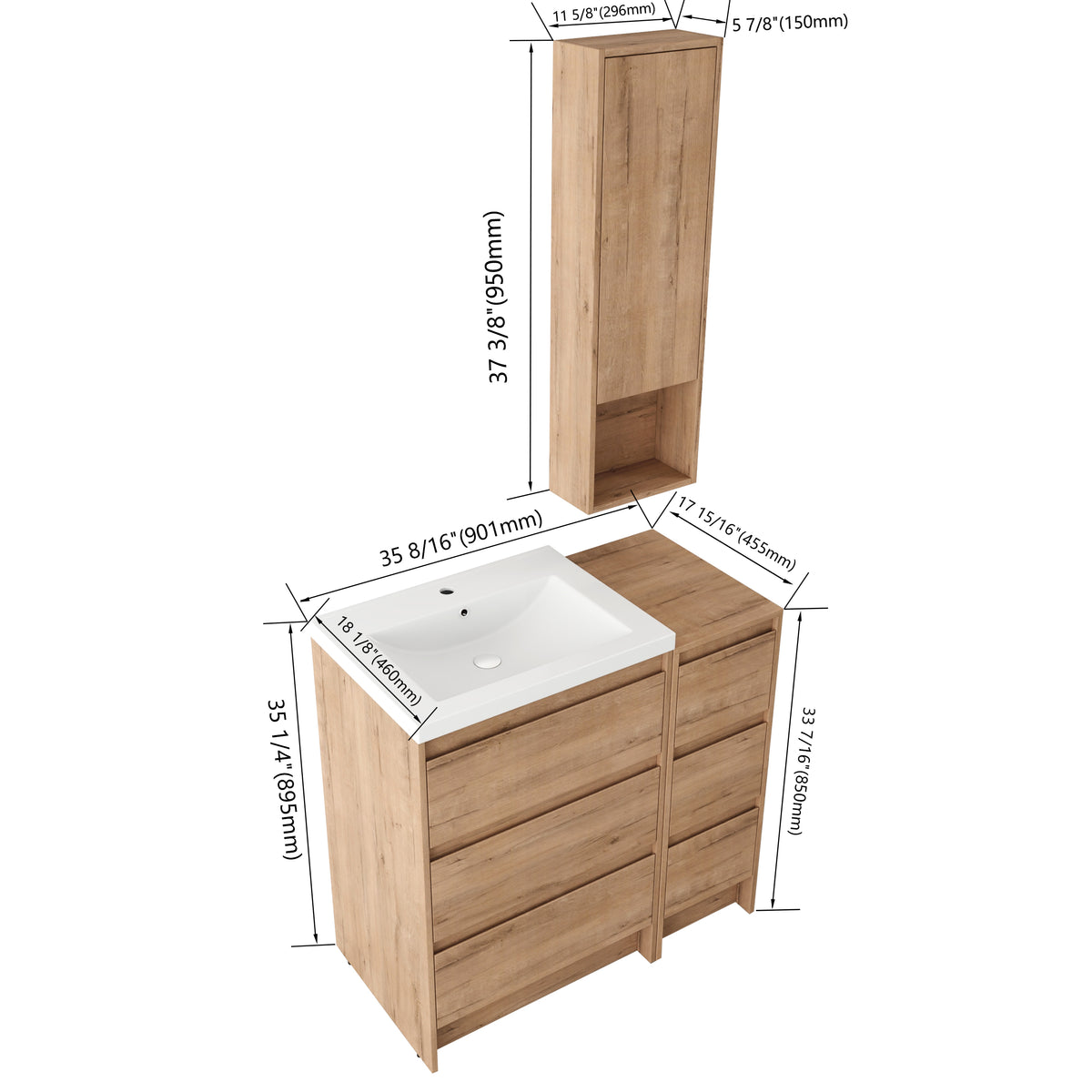 Cube 36" Freestanding Vanity (RTA)