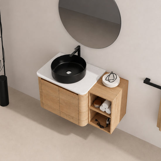 Curvo 30"-72" Floating Vanity System with 5 Ceramic Basin Colors (RTA)