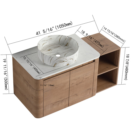 Curvo 30"-72" Floating Vanity System with 5 Ceramic Basin Colors (RTA)