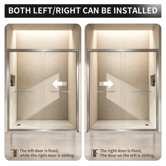 56-60" × 72" Double Sliding Shower Door, Brushed Nickel