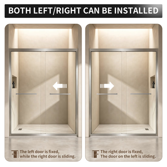 50-54" × 72" Double Sliding Shower Door, Brushed Nickel