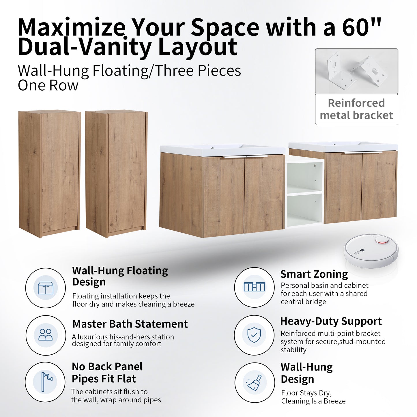 Unitas 60"/72"/84" Floating Vanity Set (RTA)