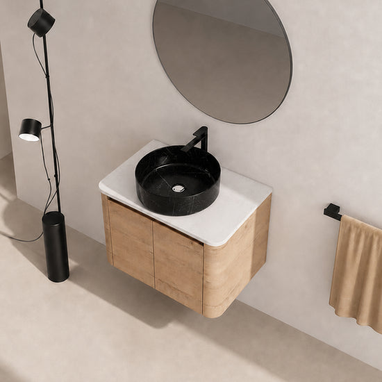 Curvo 30"-72" Floating Vanity System with 5 Ceramic Basin Colors (RTA)