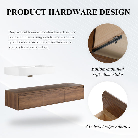Suspend 60" Wall-Hung Vanity System — Mix & Match Basin & Side Cabinets, 7 Configurations (RTA)