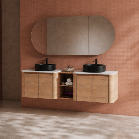 Curvo 30"-72" Floating Vanity System with 5 Ceramic Basin Colors (RTA)