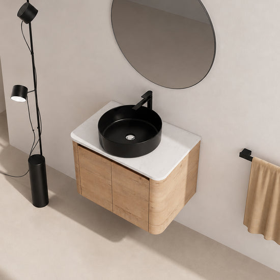 Curvo 30"-72" Floating Vanity System with 5 Ceramic Basin Colors (RTA)