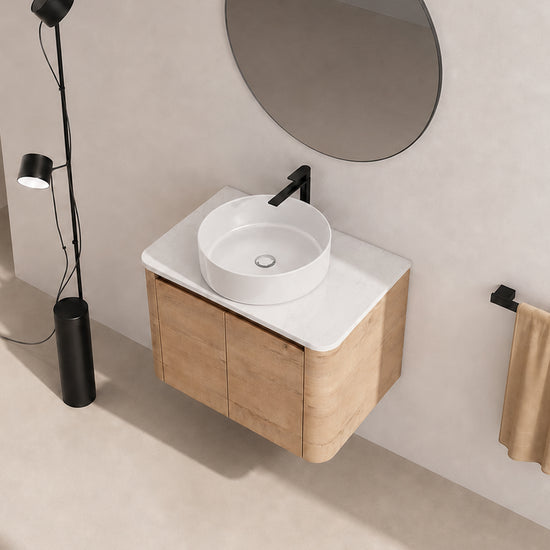 Curvo 30"-72" Floating Vanity System with 5 Ceramic Basin Colors (RTA)