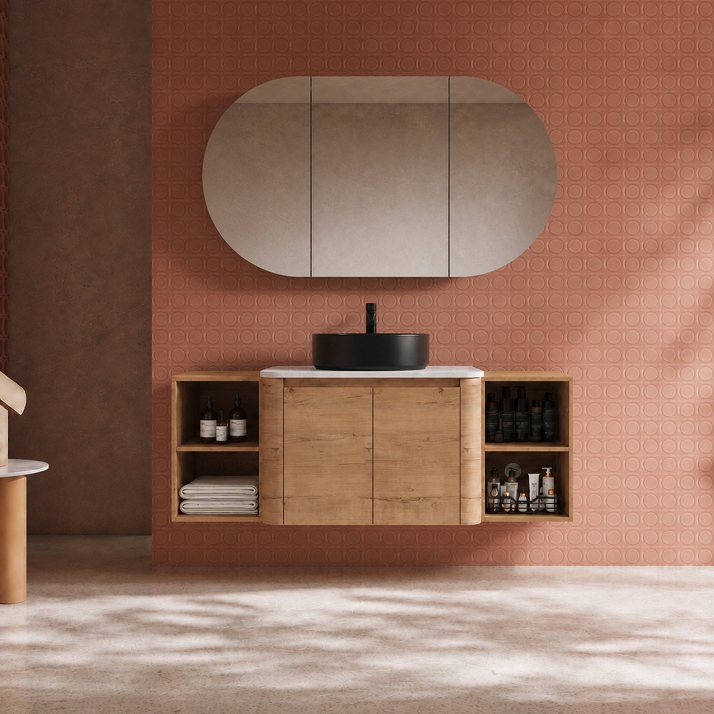 Curvo 30"-72" Floating Vanity System with 5 Ceramic Basin Colors (RTA)